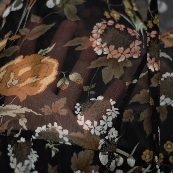 Robert Rodriguez Floral Tired Ruffle Silk Dress S Black Sheer Boho Whimsygoth - Picture 8 of 12